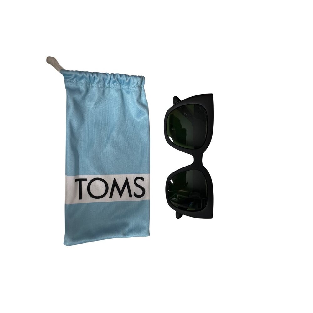 Toms Cat-Eye Black Sunglasses & Light Blue Branded Pouch
